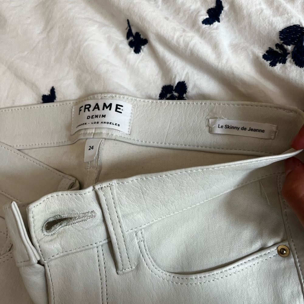 Frame White Leather Pants - image 3